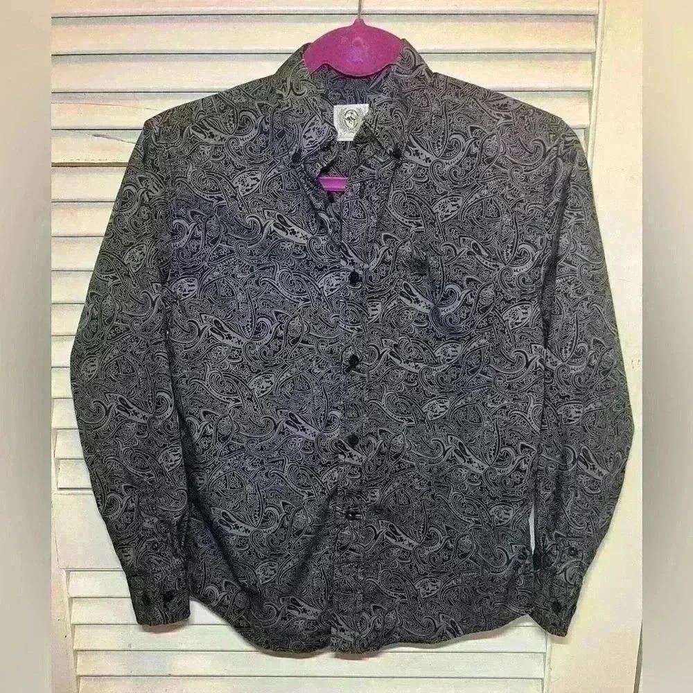 Cinch Western Dress Shirt Boys Medium (10) Button Down A0049